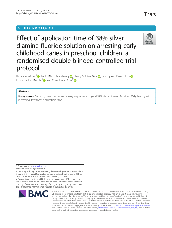 (PDF) Effect of application time of 38% silver diamine fluoride ...