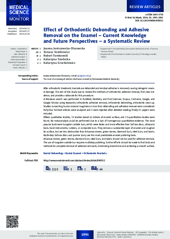 (PDF) Effect of orthodontic debonding and adhesive removal on the