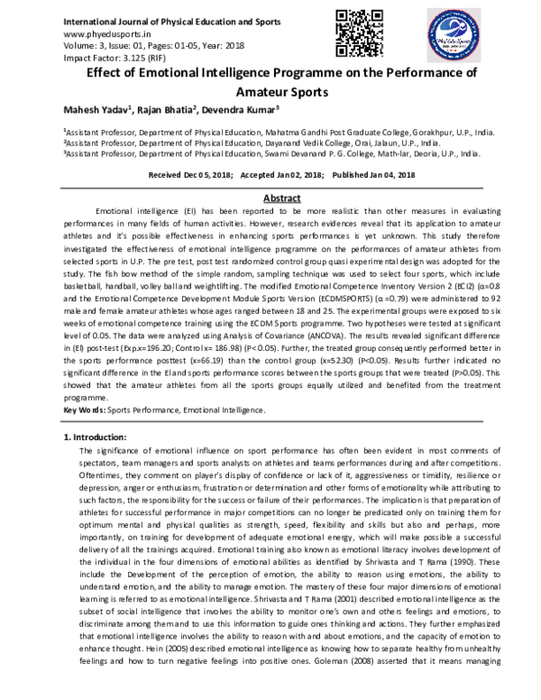 (PDF) Effect of Emotional Intelligence Programme on the Performance of ...