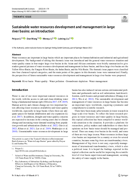 (PDF) Sustainable water resources development and management in large ...