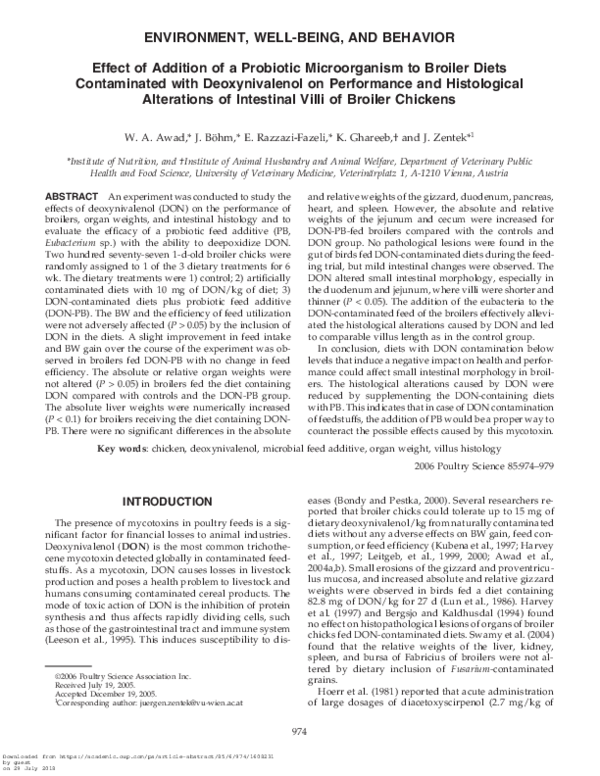 (PDF) Effect of Addition of a Probiotic Microorganism to Broiler Diets ...
