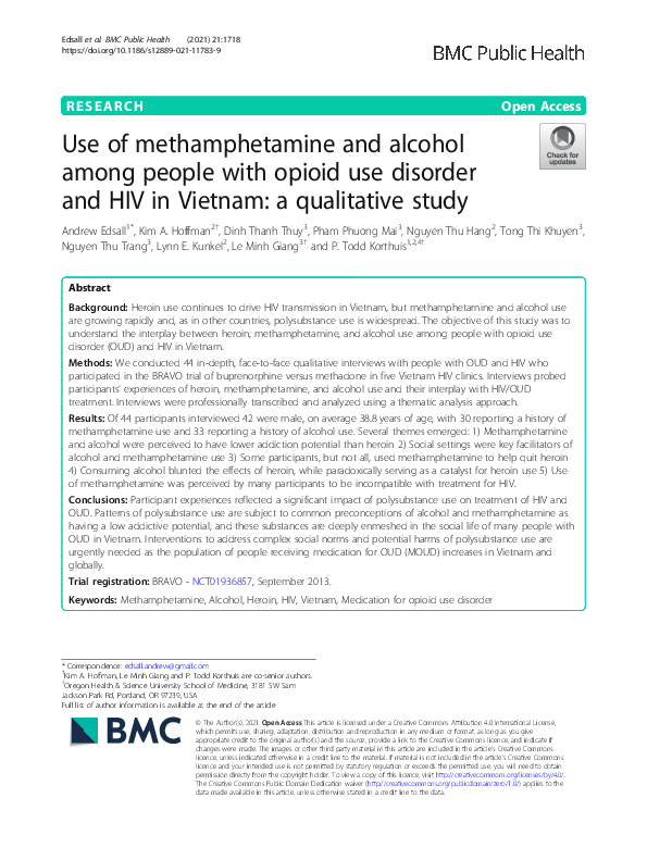 (PDF) Use of methamphetamine and alcohol among people with opioid use ...