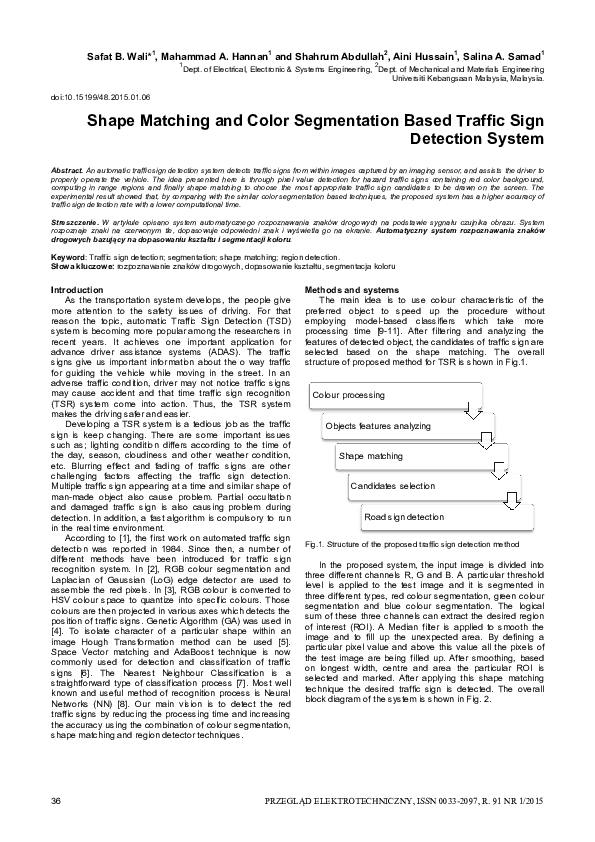 (PDF) Shape Matching and Color Segmentation Based Traffic Sign ...