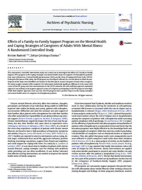(PDF) Effects of a Family-to-Family Support Program on the Mental ...