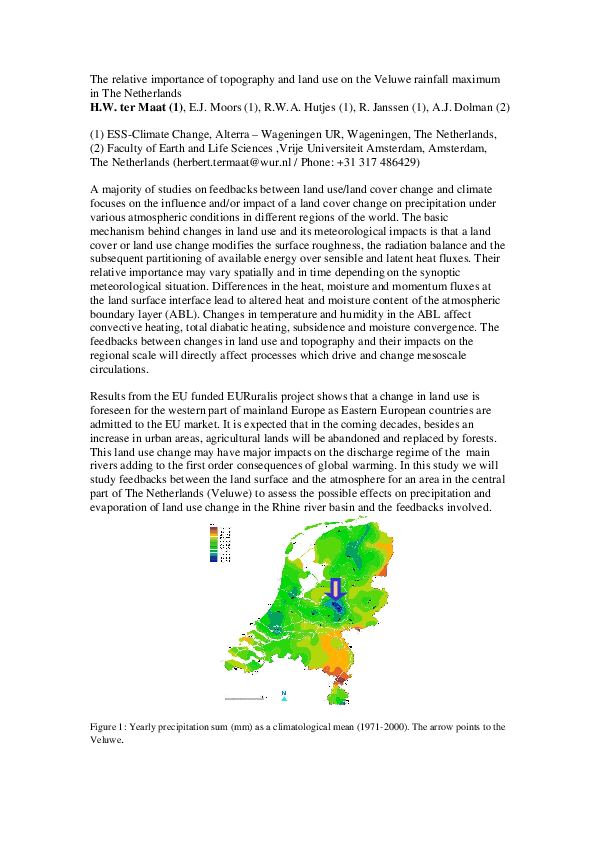 (PDF) The relative importance of topography and land use on the Veluwe ...