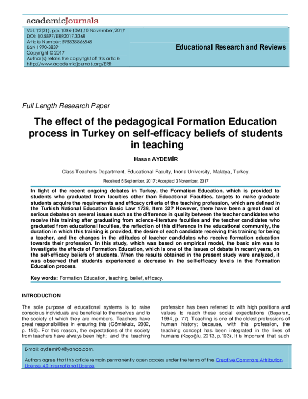 (PDF) The effect of the pedagogical Formation Education process in ...