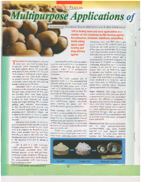(PDF) Multipurpose applications of tamarind seeds and kernel powder