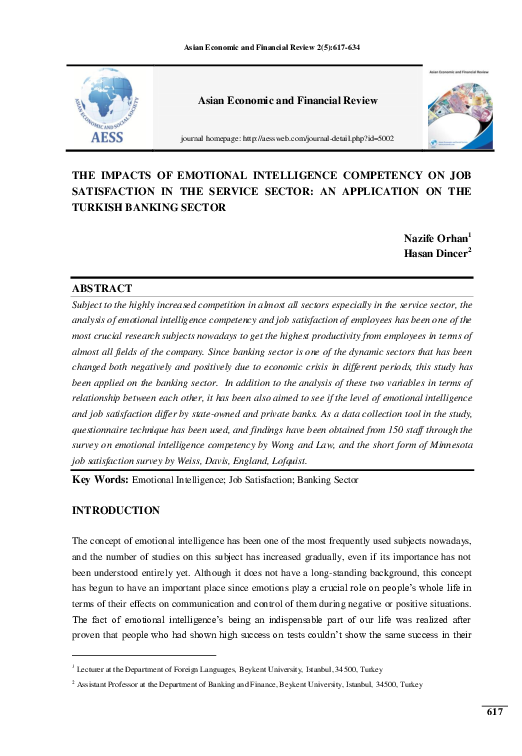 (PDF) The Impacts of Emotional Intelligence Competency on Job ...