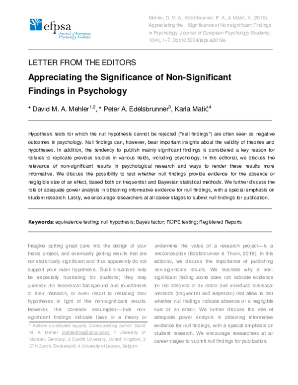 (PDF) Appreciating the Significance of Non-significant Findings in ...