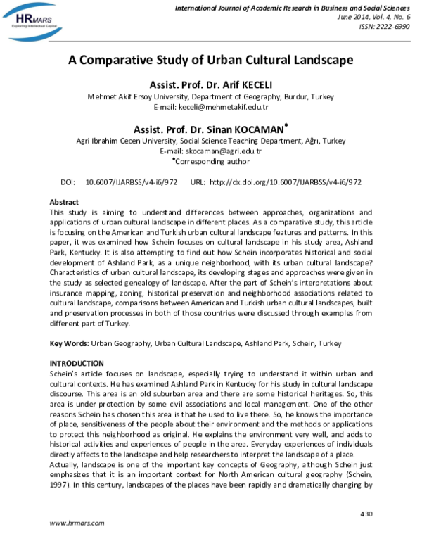 (PDF) A Comparative Study of Urban Cultural Landscape