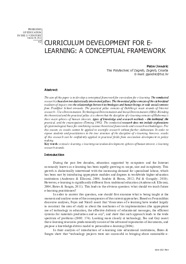 (PDF) Curriculum Development for E-Learning: A Conceptual Framework