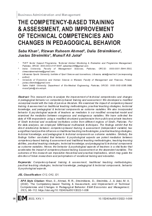 (PDF) The Competency-based Training & Assessment, and Improvement of ...