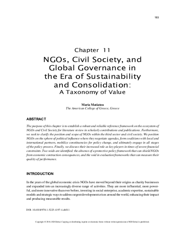 (PDF) NGOs, Civil Society, and Global Governance in the Era of ...