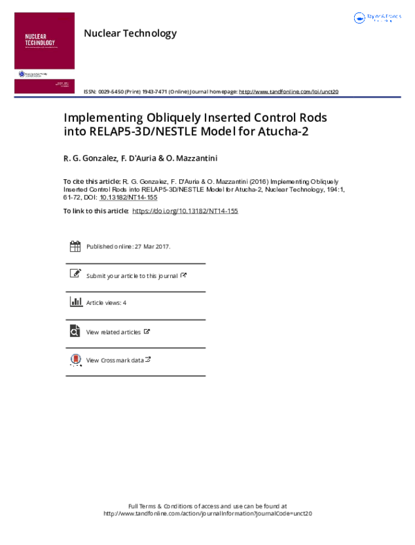 (PDF) Implementing Obliquely Inserted Control Rods Into RELAP5-3D ...