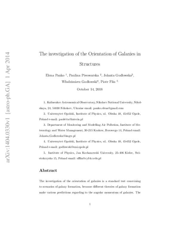 (PDF) Orientation of galaxies in structures