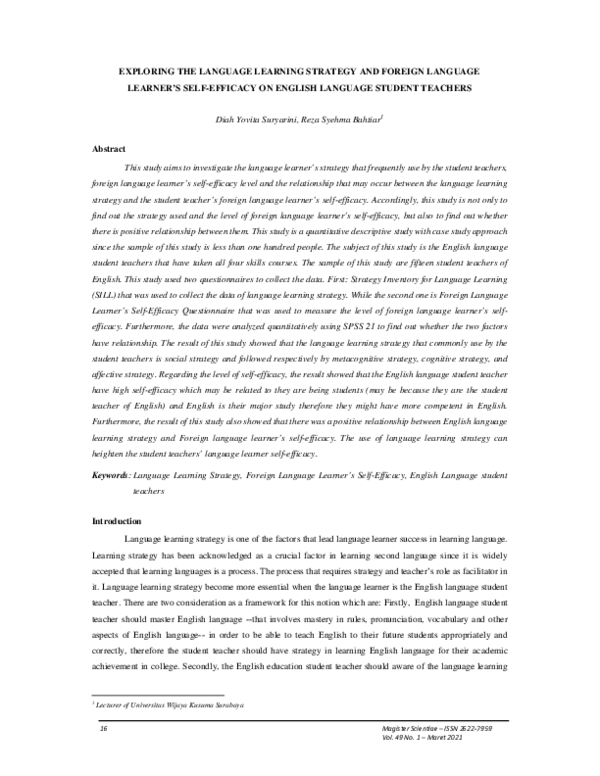 (PDF) Exploring the Language Learning Strategy and Foreign Language ...