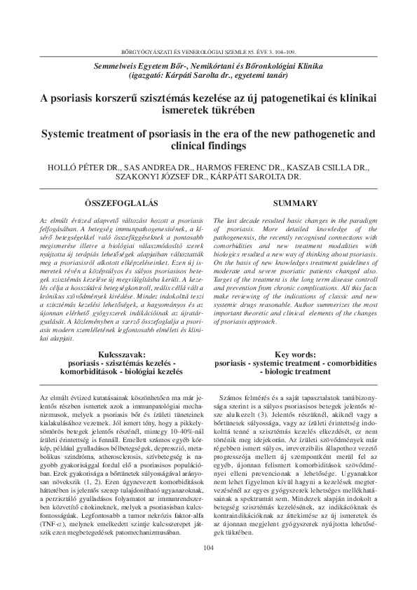(PDF) Systemic treatment of psoriasis in the era of the new ...