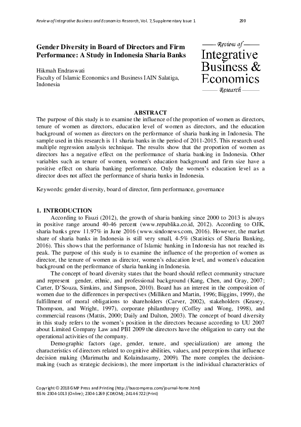 (PDF) Gender Diversity in Board of Directors and Firm Performance: A ...