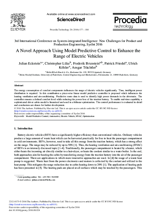 (PDF) A Novel Approach Using Model Predictive Control to Enhance the ...