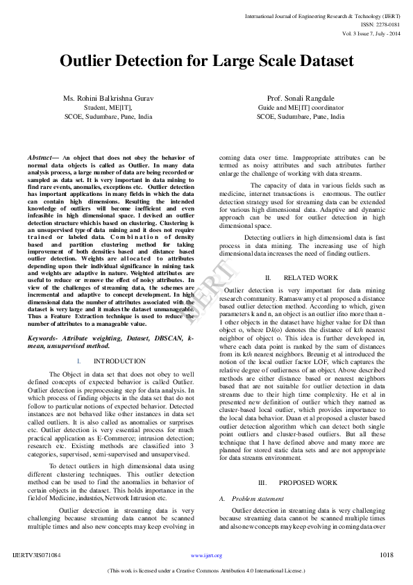 (PDF) Outlier Detection for Large Scale Dataset