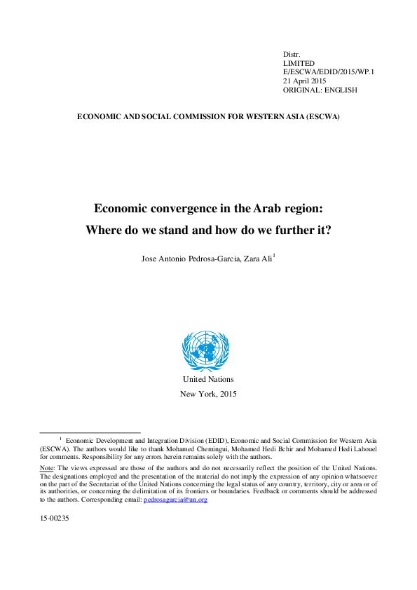 (PDF) Economic convergence in the Arab region: Where do we stand and ...
