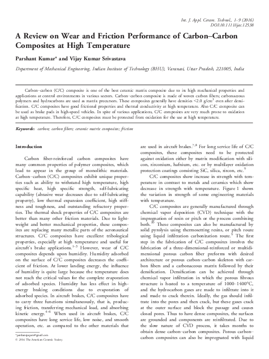 (PDF) A Review on Wear and Friction Performance of Carbon-Carbon ...