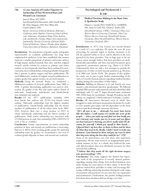 (PDF) 767 Medical Decision Making in the Burn Unit A Qualitative Study