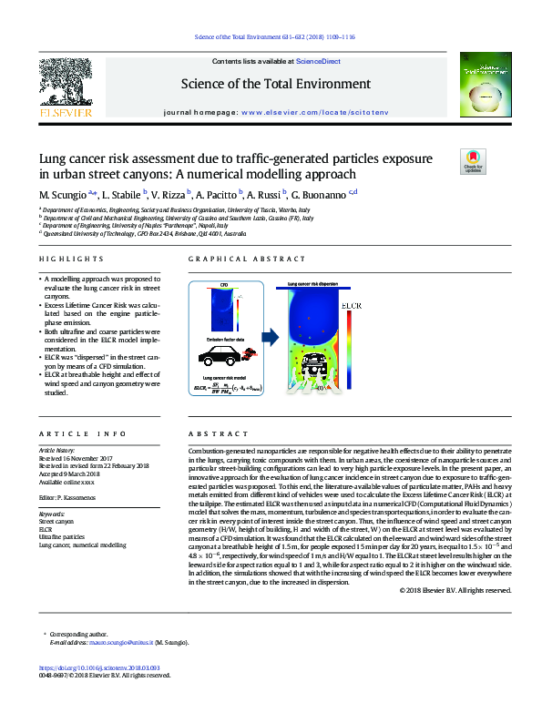 (PDF) Lung cancer risk assessment due to traffic-generated particles ...