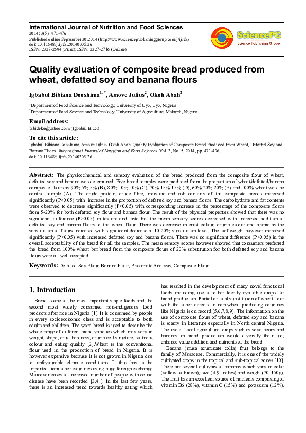 (PDF) Quality Evaluation of Composite Bread Produced from Wheat ...