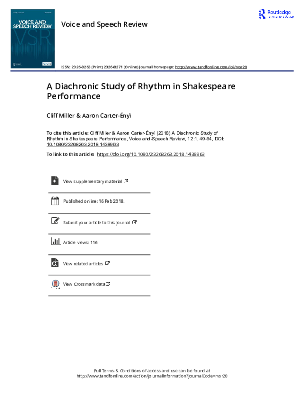 (PDF) A Diachronic Study of Rhythm in Shakespeare Performance