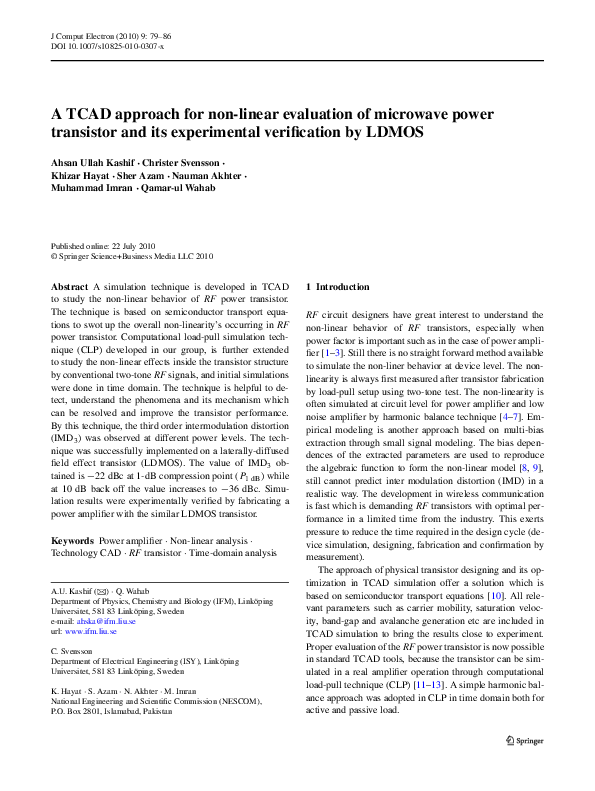 (PDF) A TCAD approach for non-linear evaluation of microwave power ...