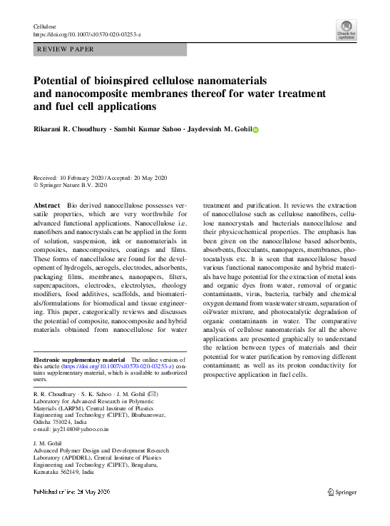 (PDF) Potential of bioinspired cellulose nanomaterials and ...