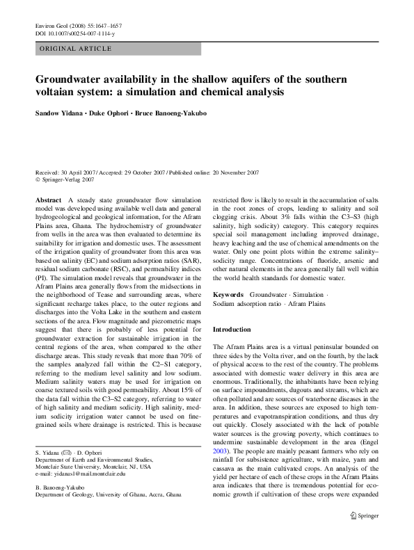 (PDF) Groundwater availability in the shallow aquifers of the southern ...