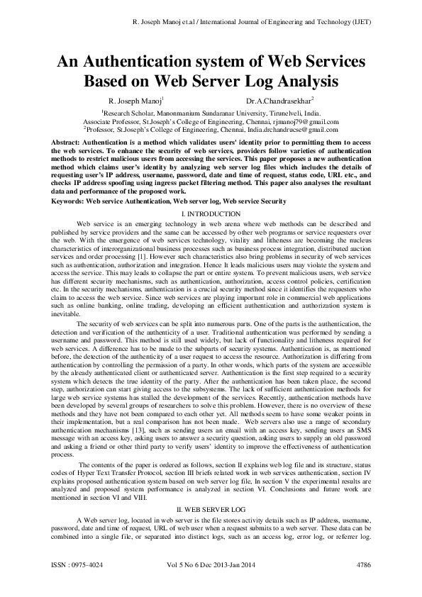 (PDF) An Authentication system of Web Services Based on Web Server Log ...
