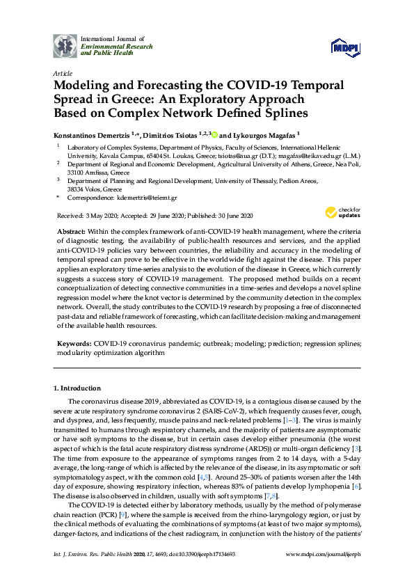 (PDF) Modeling and Forecasting the COVID-19 Temporal Spread in Greece ...