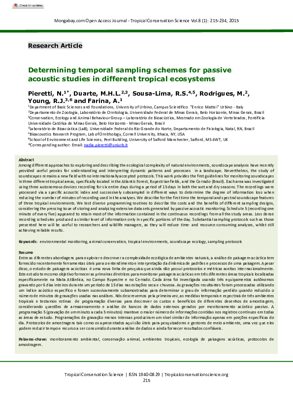 (PDF) Determining Temporal Sampling Schemes for Passive Acoustic ...