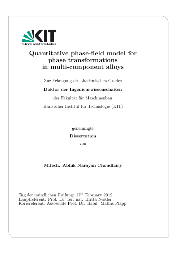 (PDF) Quantitative phase-field model for phase transformations in multi ...