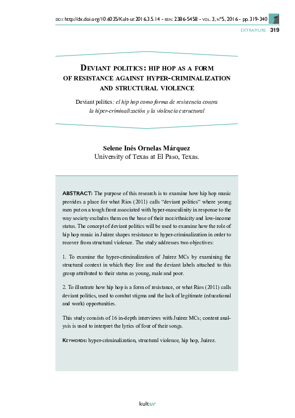 (PDF) Deviant politics: hip hop as a form of resistance against hyper ...