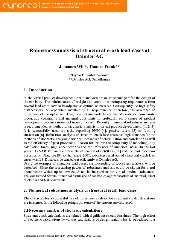 (PDF) Robustness analysis of structural crash load cases at Daimler AG