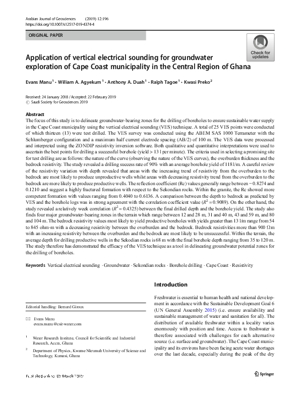 (PDF) Application of vertical electrical sounding for groundwater ...
