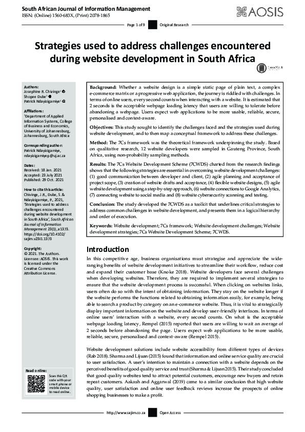(PDF) Strategies used to address challenges encountered during website ...
