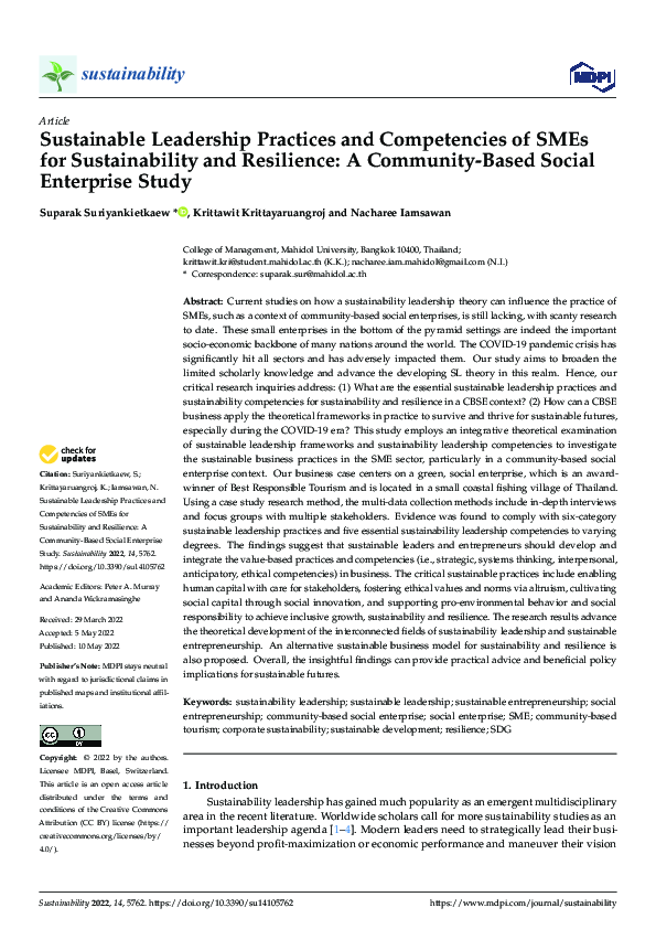 (PDF) Sustainable Leadership Practices and Competencies of SMEs for ...