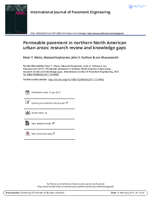 (PDF) Permeable pavement in northern North American urban areas ...