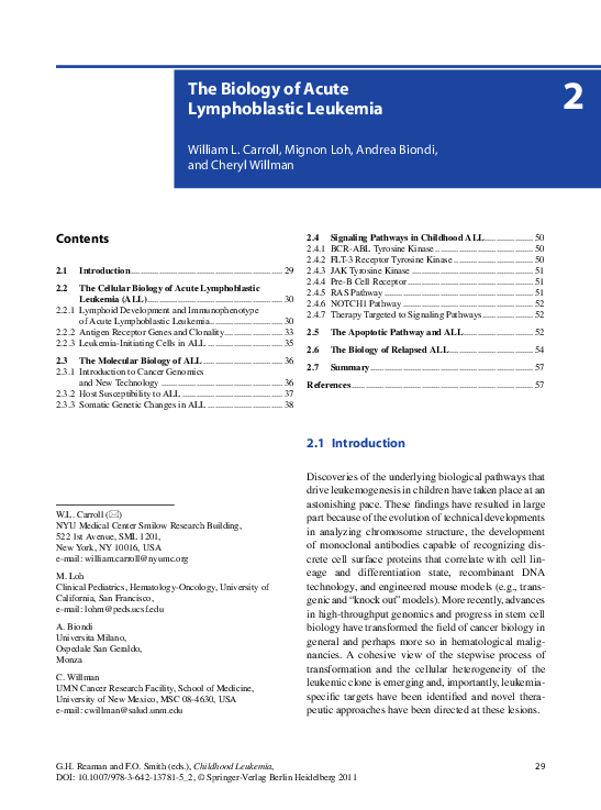 (PDF) The Biology of Acute Lymphoblastic Leukemia