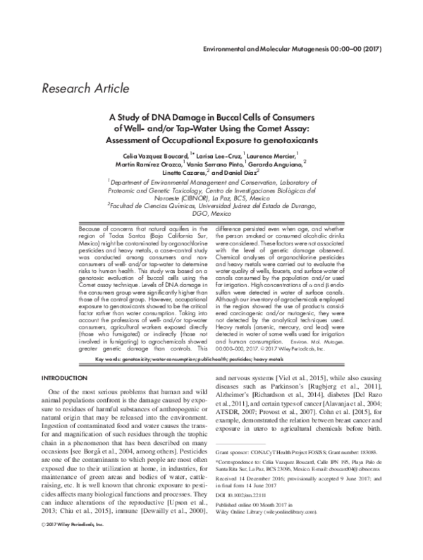 (PDF) A study of DNA damage in buccal cells of consumers of well- and ...