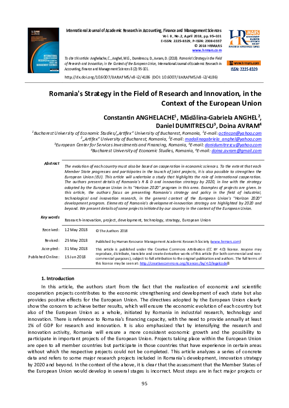 (PDF) Romania's Strategy in the Field of Research and Innovation, in ...