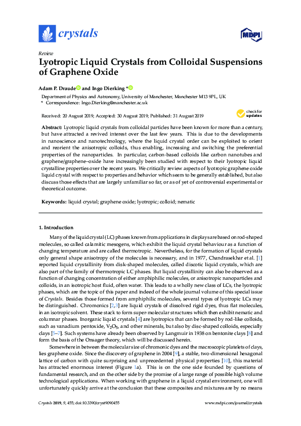 (PDF) Lyotropic Liquid Crystals from Colloidal Suspensions of Graphene ...