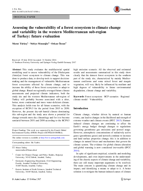 (PDF) Assessing vulnerability of a forest ecosystem to climate change ...