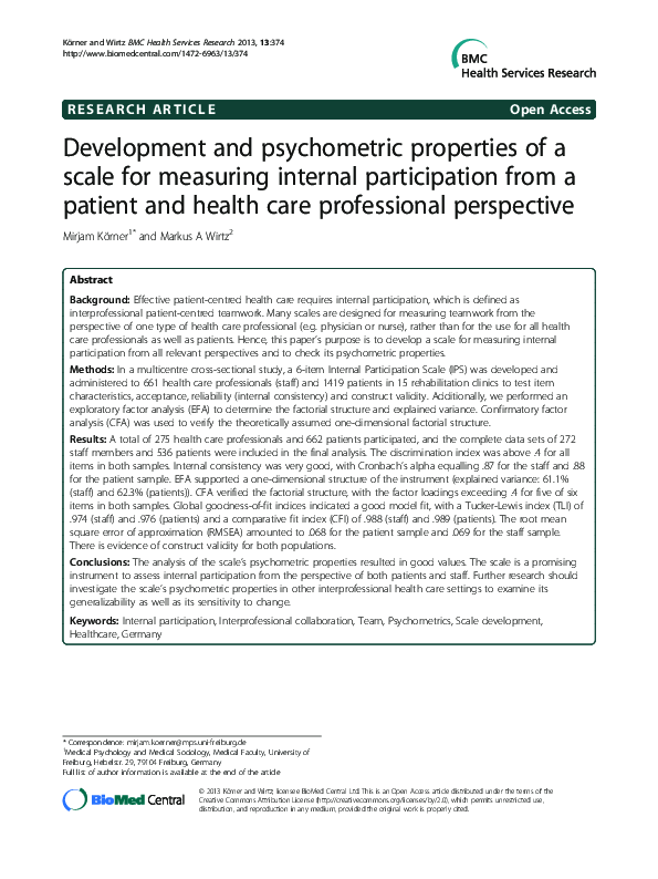 (PDF) Development and psychometric properties of a scale for measuring ...