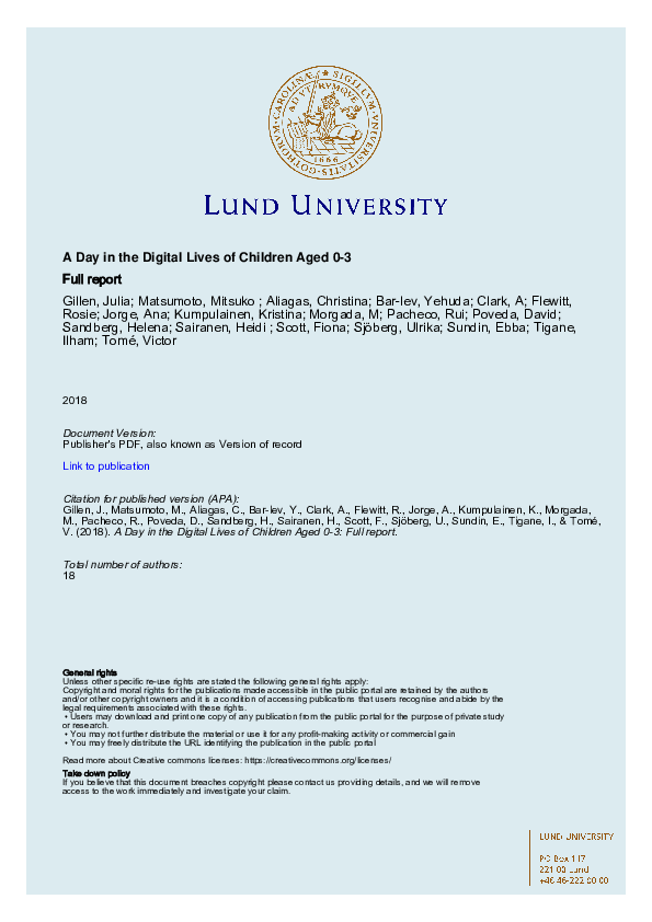 (PDF) A Day in the Digital Lives of Children Aged 0-3. Full report ...